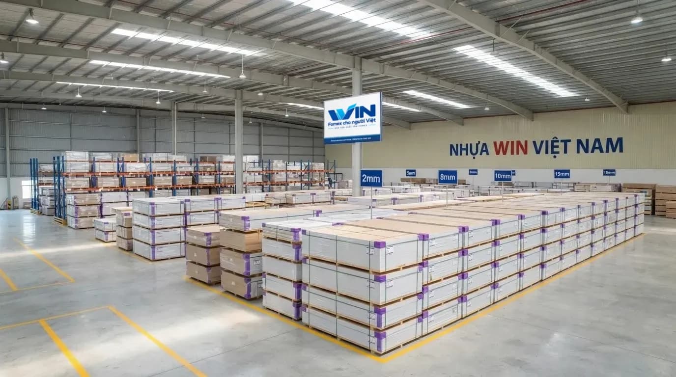 Kho thành phẩm tấm Fomex của Nhựa WIN Việt Nam